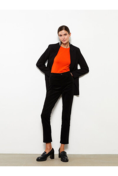 LC Waikiki Normal Waist Slim Fit Straight Velvet Women's Trousers