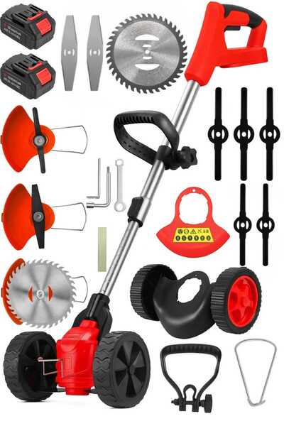 Graizer K 21 V 5 Ah Çift Akülü Tekerlekli Ot Çim Çalı Biçme Kesme Makinesi Tı...