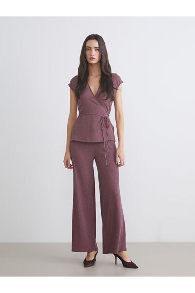 LC Waikiki Elastic Waist Textured Wide Leg Women's Trousers