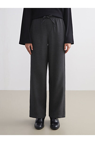 LC Waikiki Elastic Waist Textured Wide Leg Women's Trousers