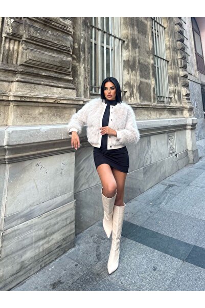 Captival Women's Premium Buttoned Faux Fur Jacket