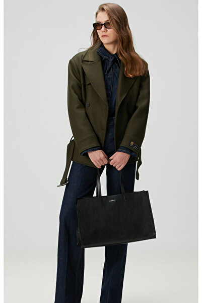 Academia Essential Black Women's Leather Large Size Shoulder Bag Elsbeauty