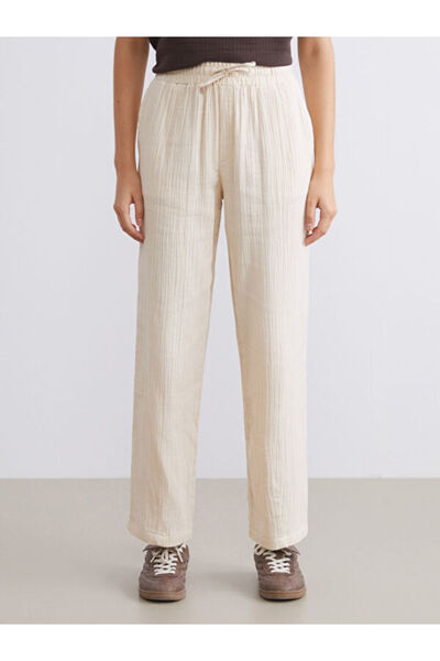LC Waikiki Elastic Waist Textured Muslin Women's Trousers