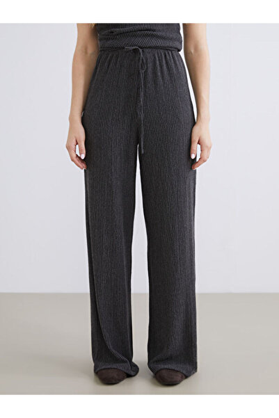 LC Waikiki Elastic Waist Textured Wide Leg Women's Trousers