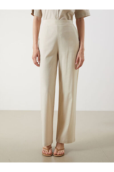 LC Waikiki Women's Linen Blended Pants with Elastic Waist