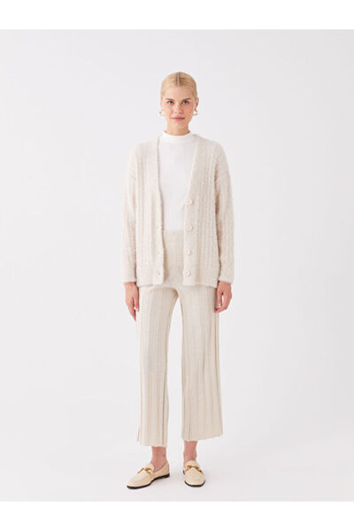 LC Waikiki Wide Leg Women's Knitwear Trousers with Elastic Waist