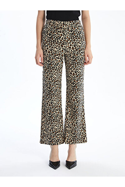 LC Waikiki Leopard Print Women's Trousers with Elastic Waist