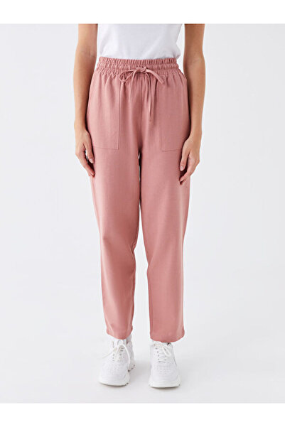 LC Waikiki Plain Linen Blend Women's Trousers with Elastic Waist