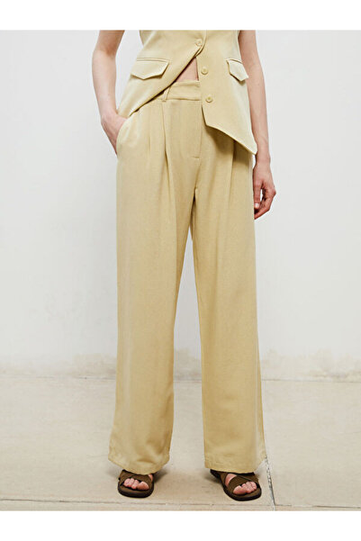 LC Waikiki Standard Fit Linen Look Women's Pleated Trousers