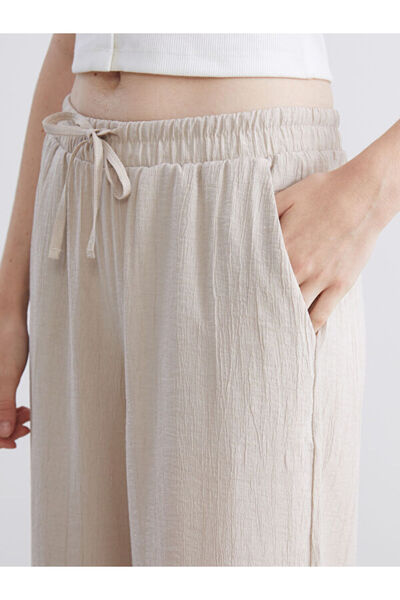 LC Waikiki Elastic Waist Textured Wide Leg Women's Trousers