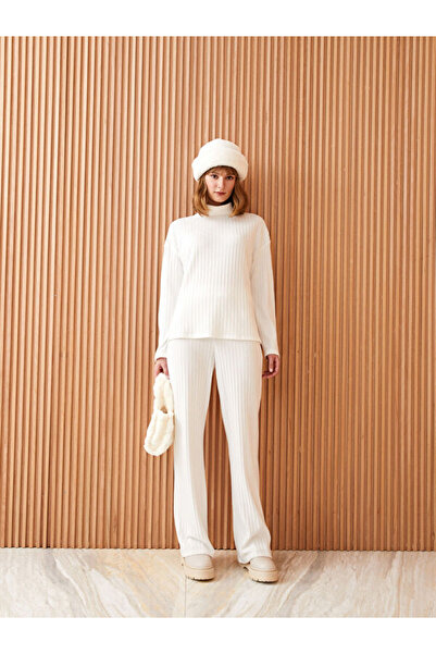 LC Waikiki Women's Elastic Waist Comfortable Straight Trousers