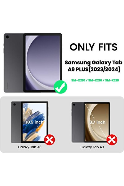 HYX Case for Samsung Galaxy Tab A9 Plus 11" (2023) - Shockproof, 360° Stand, Black