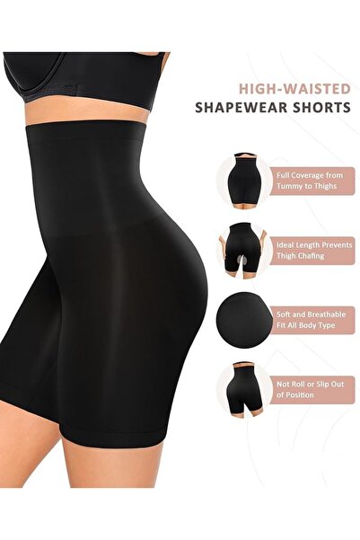 4basix Women's Tummy Control High-Waist Shapewear Shorts - Black