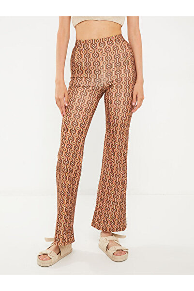 LC Waikiki Patterned Women's Trousers with Elastic Waist