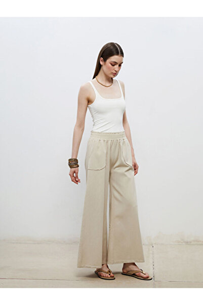 LC Waikiki Wide Leg Women's Trousers with Elastic Waist