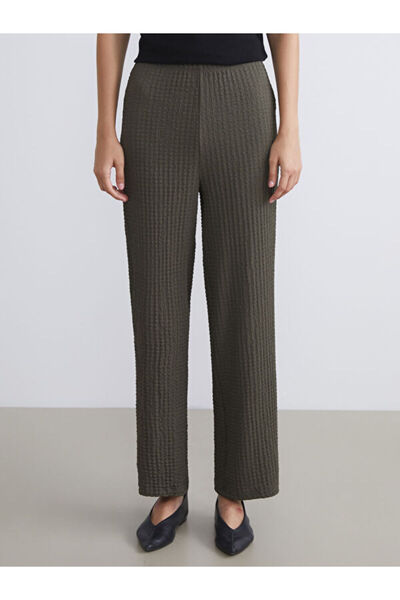 LC Waikiki Elastic Waist Textured Wide Leg Women's Trousers