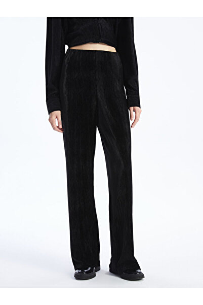 LC Waikiki Straight Wide Leg Women's Trousers with Elastic Waist