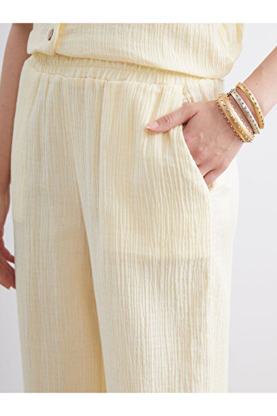 LC Waikiki Elastic Waist Textured Muslin Women's Trousers