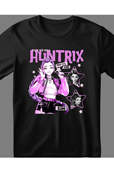 barsdepo Huntrix Baskılı Tişört, Oversize Unisex Tişört Çocuk / Yetişkin (Süp...