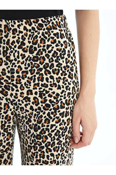 LC Waikiki Leopard Print Women's Trousers with Elastic Waist