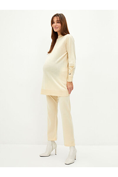 LC Waikiki Beli Lastikli Düz Geniş Paça Hamile Triko Pantolon