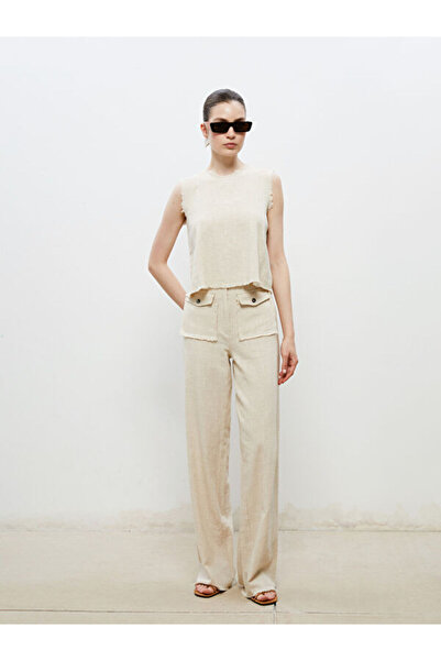 LC Waikiki Standard Fit Linen Blend Women's Trousers