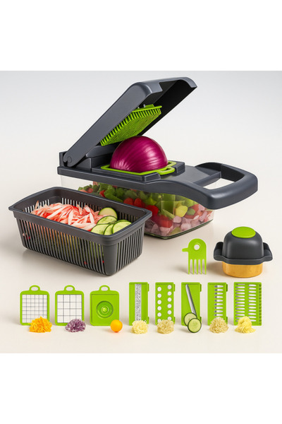 OEM Răzătoare de legume și fructe 16 în 1 cu mâner protector, tăiere rapidă ș...