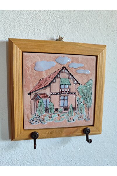 Decozenith Vintage Seramik Duvar Askılığı Anahtarlık – Ahşap Çerçeveli Dekora...