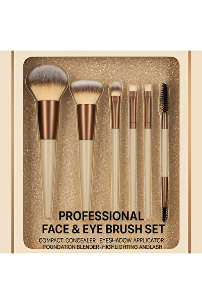 MAQYA KOZMETİK 6'lı Makyaj Fırçası Seti (Allık-Kapatıcı-Fondöten-Far-Kaş/Kirpik-Crease) - Makeup Brush Set