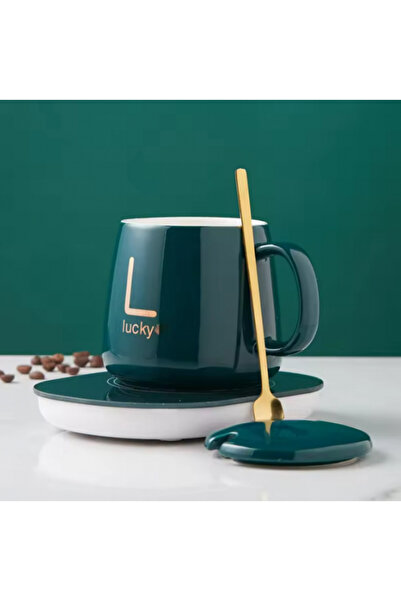 LUCKY heated ceramic mug with warmer (green)