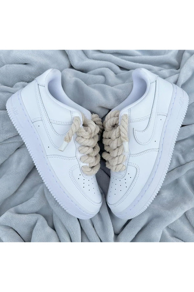Nike Air Force 1 Low Custom Sneakers - Custom Rope Laces Beige - Thick Cream Lace