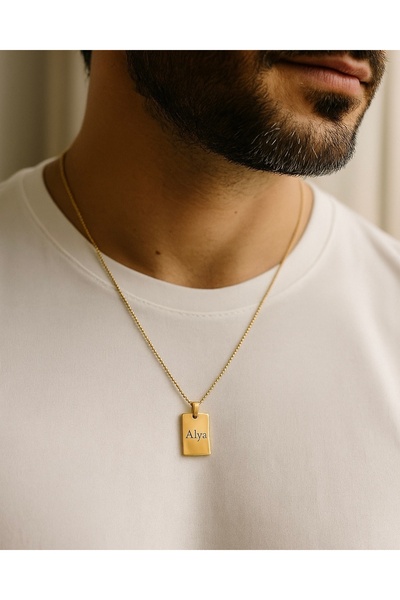 DMSLVR Çiftlere Özel İsim Yazılı 925 Ayar Gümüş Kolye - Gold Renk - Alya & Me...