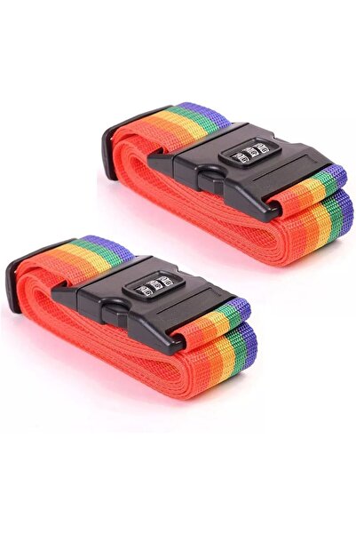 Other plastific Heavy Duty Non-Slip Luggage Straps - Rainbow (2 with Lock)