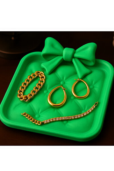 SLM Bowknot Jewelry Tray Vanity Organizer Light Green