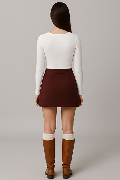 EFFE 2 Pieces Long Sleeve Boat Neck Ribbed Blouse