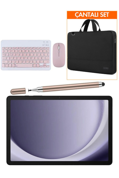 Samsung Galaxy Tab A9+ PLUS 6gb 128gb 11'' TABLET+ROSE KALEM+ PEMBE KLAVYE MOUSE SET+ÇANTA