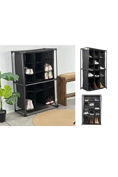 Marsilyan Ayakkabı Rafı - 15 Bölmeli Kumaş Ayakkabı Dolabı RSIEG430-CC84
