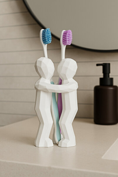 Depozee 3D Hediye Çiftler İçin Diş Fırçalığı Minimalist Banyo Aksesuarı Geri ...