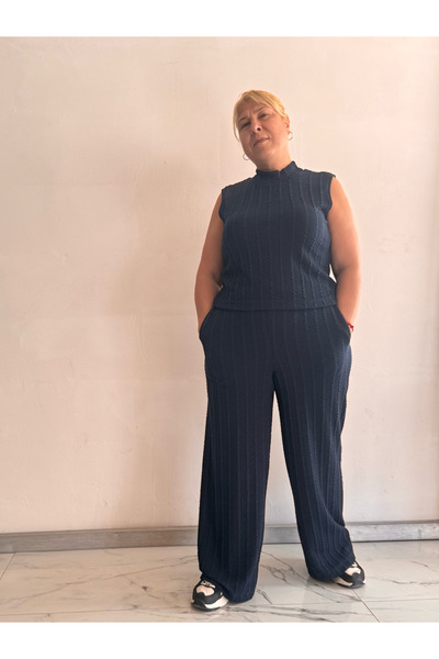 Dejabrew Jeans Large Size Lycra Navy Blue Suit A076-1