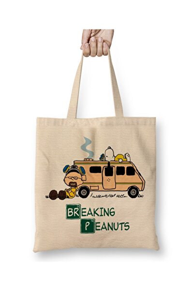 Toyaso Breaking Bad Breaking Peanuts White Tote Bag Long Handle Shopping Bag Beach Bag