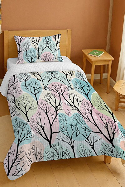 EVPANYA طقم بيكيه فردي بنمط الغابة الباستيل مصنوع من القطن بنسبة 100%