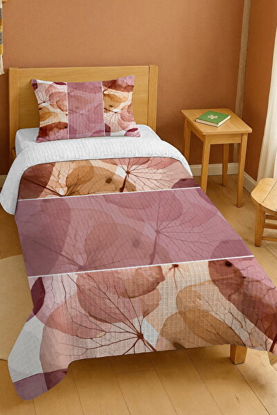EVPANYA 100% Cotton Pink Textured Leaves Patterned Single Pique Set