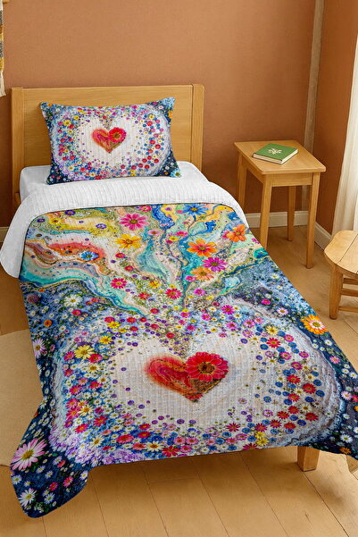 EVPANYA 100% Cotton Heart of Colors Patterned Single Pike Set