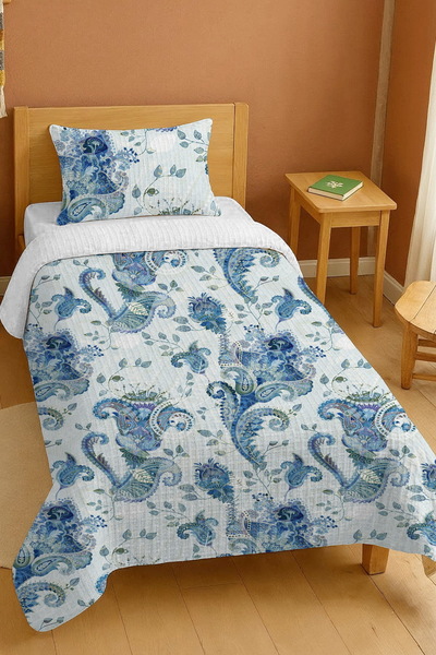 EVPANYA طقم بيكيه فردي منقوش بنقشة نبات البحر مصنوع من القطن 100%