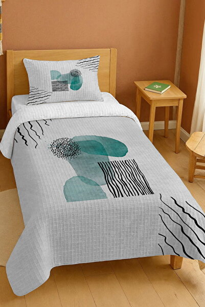 EVPANYA 100% Cotton Geometric Turquoise Watercolor Patterned Single Pike Set