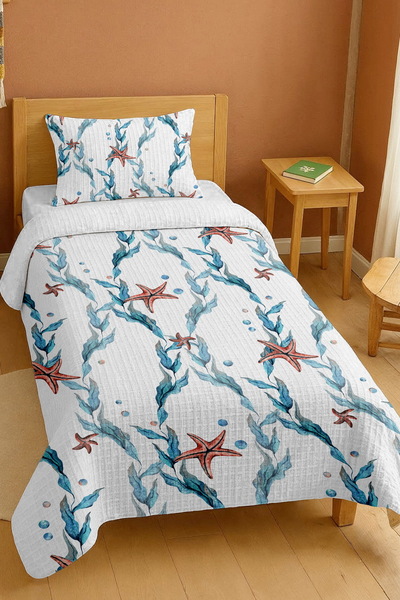 EVPANYA bumbac 100% Set de pătură pentru o persoană cu model Coolness Mediter...