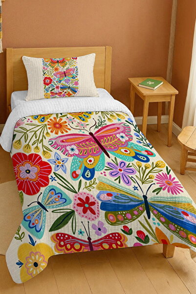 EVPANYA 100% Cotton Hippie Colorful Butterflies Patterned Single Pike Set