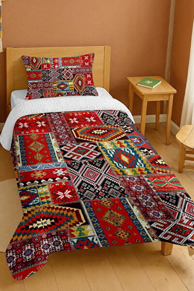 EVPANYA طقم بيكيه فردي منسوج رقميًا بنمط عرقي مصنوع من القطن بنسبة 100%