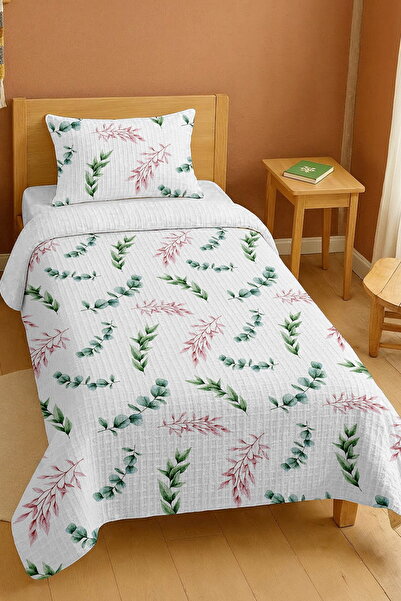 EVPANYA طقم بيكيه فردي منقوش باللون الوردي من القطن بنسبة 100%