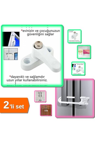 HerEveOyuncak Çekmece Sürgülü Güvenlik Kilidi + PVC Kapı - Pencere Emniyet Ki...